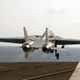 The final shot: an F-14D Tomcat, aircraft number 112, assigned to the Tomcatters of Fighter Squadron Three One (VF-31), launches from the deck of USS Theodore Roosevelt (CVN 71) on July 28, 2006. This was the last catapult launch of an F-14 Tomcat fighter aircraft. (US Navy)